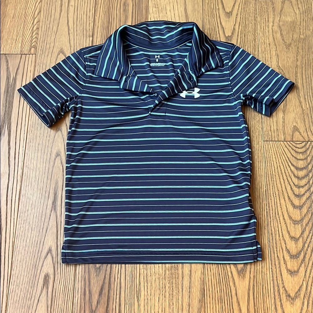 Under Armour Blue Polo Shirt Nautical Stripes